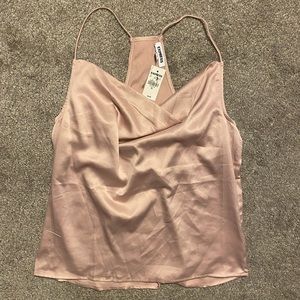 NWT Express Light Pink Satin Cowl Neck Tank